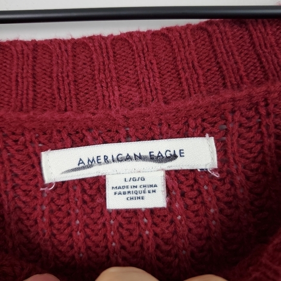 American Eagle Red Striped Crewneck Sweater Large - Picture 4 of 6